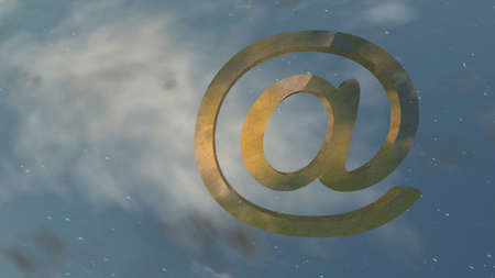 shattered gold email symbol on starry sky backgroundの写真素材