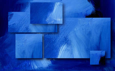 Digital illustration design of geometric rectangles composed of textured oil paint brush strokesの写真素材