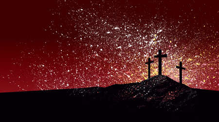 Abstract graphic illustration of the Christian crosses at Calvary.