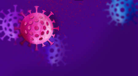 Graphic conceptual illustration of Coronavirus cells background header. Colorful, design uses...