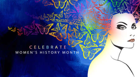 Conceptual abstract graphic design of beautiful womanの写真素材