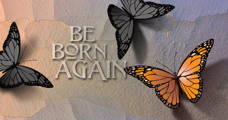Inspirational graphic design to illustrate the Bible message of love and Christian salvation bought at the crucifixion cross of Jesus Christ. Art can be used for themes such as Christian salvation or personality change and similar.の写真素材