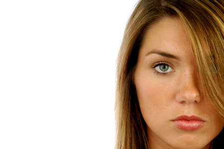 Close up of a young woman's faceの写真素材