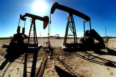 Image of pumping jacks in production in the fieldの写真素材