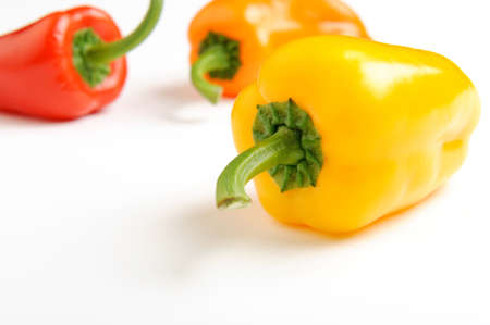 Image of assorted Bell Peppers on whiteの写真素材