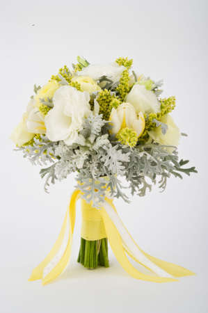 Image of a beautiful floral bouquet on white backgroundの写真素材