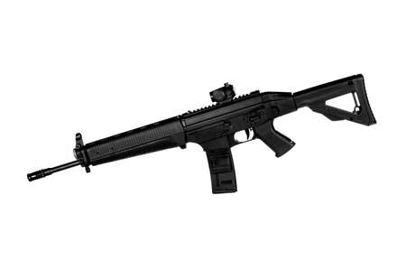 Image of a .556 NATO Tactical Rifle on a white backgroundの写真素材