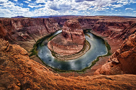 Image from top looking down on horseshoe bendの写真素材
