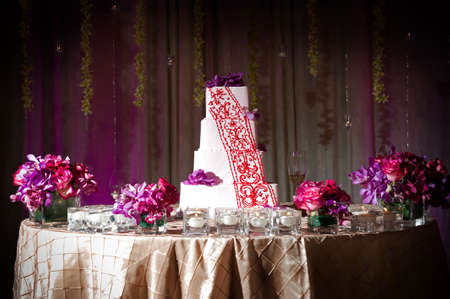 Image of a beautifully decorated wedding cakeの写真素材