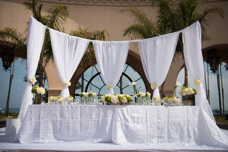 Image of a beautifully decorated wedding venueの写真素材