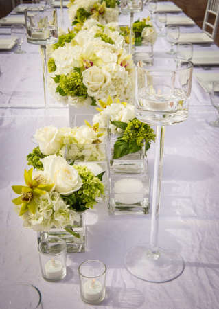 a beautifully decorated wedding table