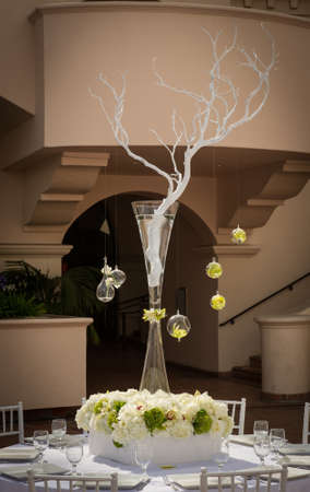 a beautifully decorated wedding tableの写真素材