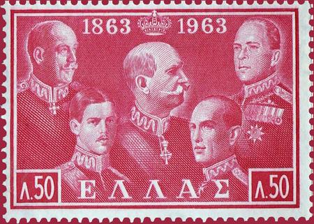 1963 A stamp printed in Greece redのeditorial素材