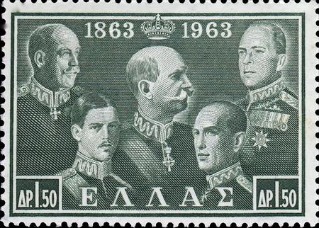 1963 A stamp printed in Greece show the five kingsのeditorial素材