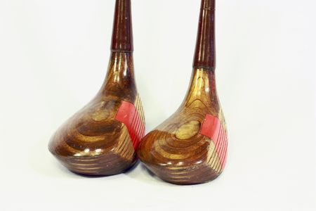 Antique wooden golf clubの写真素材