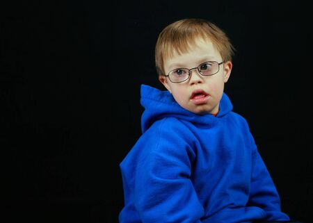 Little boy with Downs Syndrome  の写真素材