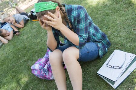 Young Girl Frustrated about Her Homeworkの写真素材