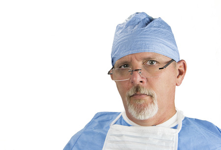 Surgeon with Glasses Surgical Uniformの写真素材