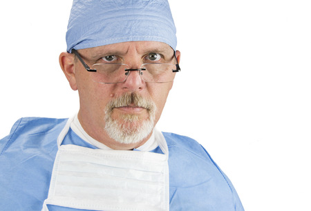 Surgeon with Glasses Surgical Uniformの写真素材