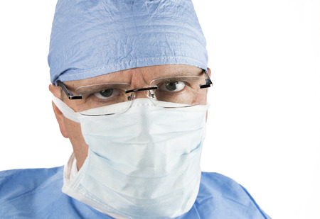 Close up of Surgeon with Glasses and Maskの写真素材