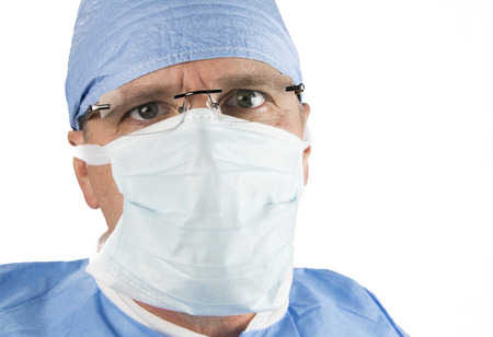 Close up of Surgeon with Glasses and Maskの写真素材