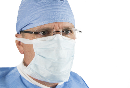 Close up of Surgeon with Glasses and Maskの写真素材