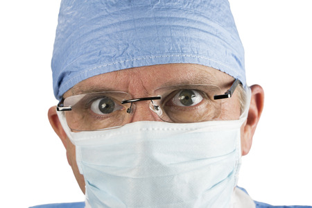 Close up of Surgeon with Glasses and Maskの写真素材