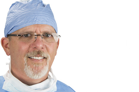 Surgeon with Glasses Surgical Uniformの写真素材