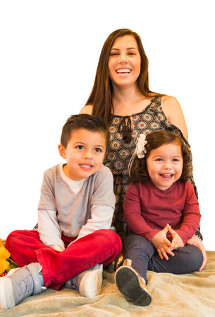 Beautiful Portrait of Happy Hispanic Familyの写真素材