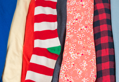 Many Colorful Fabric Cloth Textures With Patterns Backgroundの写真素材