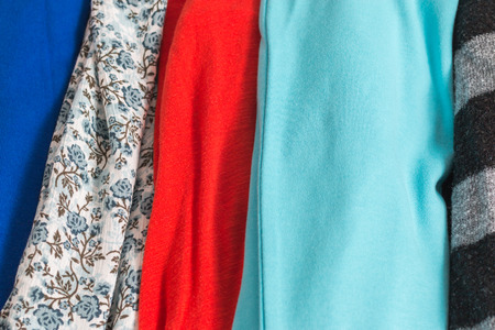 Many Colorful Fabric Cloth Textures With Patterns Backgroundの写真素材