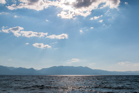 Beautiful Sky Sunrise, Sunset Reflection on the Lake Waterの写真素材