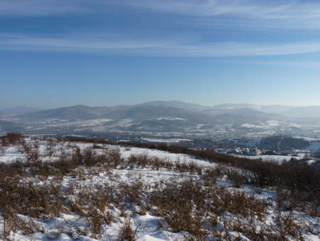 Beautiful winter landscape. Mountains covered with snow.