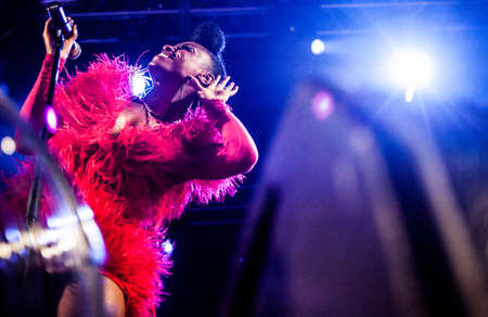 British trip-hop band Morcheeba performing live at Arena club, Moscow, Russia.のeditorial素材