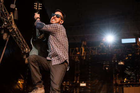 American alternative metal band Linkin Park performing live at Maxidrom festival, Moscow, Russia.のeditorial素材