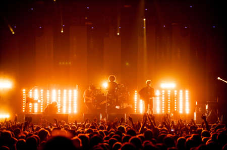 British pop-rock band the Kooks performing live at Stadium club, Moscow, Russia.のeditorial素材