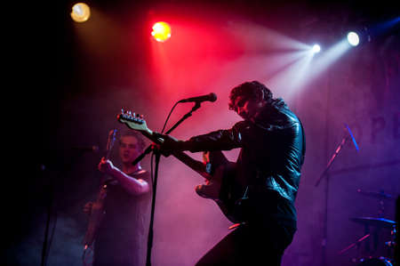 Rock band performing live in a club のeditorial素材