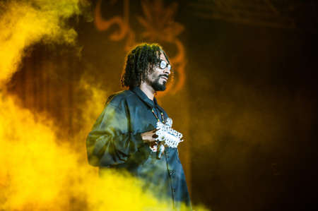 American hip-hop star Snoop Dogg performs in concert on Sziget Feztivalのeditorial素材