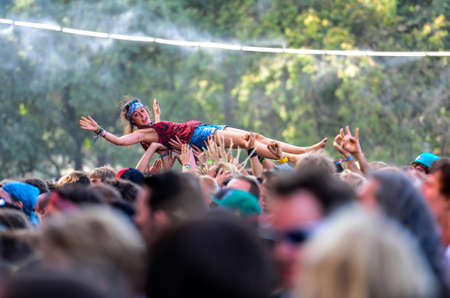 Visitors of the Sziget festival in Budapest, Hungaryのeditorial素材