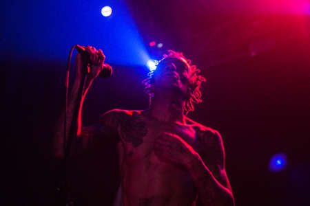 British musician Tricky performed performs in concert in Moscow Hall club, Moscow, Russiaのeditorial素材