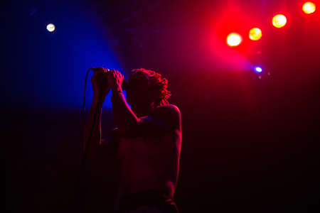 British musician Tricky performed performs in concert in Moscow Hall club, Moscow, Russiaのeditorial素材