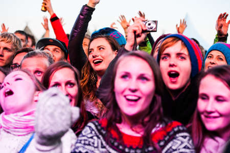 Group of visitors on the Traena music Ð°estival, Norwayのeditorial素材