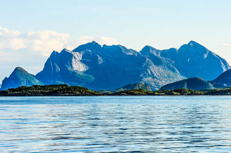 Picturesque mountains and sea in Norwayの写真素材