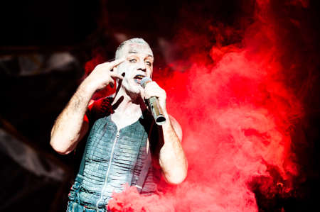 10 february, 2012 - Moscow, Russia - German heavy-metal band Rammstein performing live at Olimpiysky...