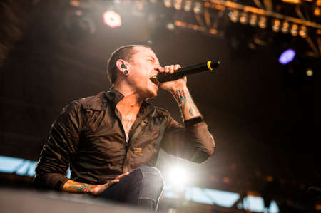 11 june, 2012 - Moscow, Russia - American rock band Linkin Park performing live at Maxidrom festival.のeditorial素材