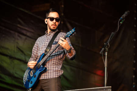 11 june, 2012 - Moscow, Russia - American rock band Linkin Park performing live at Maxidrom festival.のeditorial素材