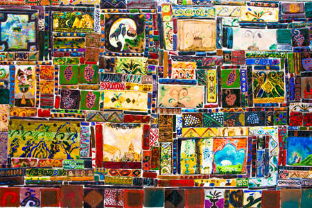 Ornamental tiles on the wall in Tbilisi, Georgia