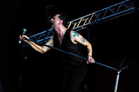 6 february, 2010 - Moscow, Russia - English electronic music band Depeche Mode performing live at Olimpiysky stadium.のeditorial素材