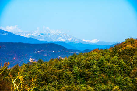 Picturesque landscape with mountains in Sataplia national park in Georgia, Caucasusの写真素材