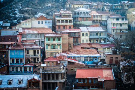 View of Old town Sololaki in Tbilisi, Georgiaの写真素材